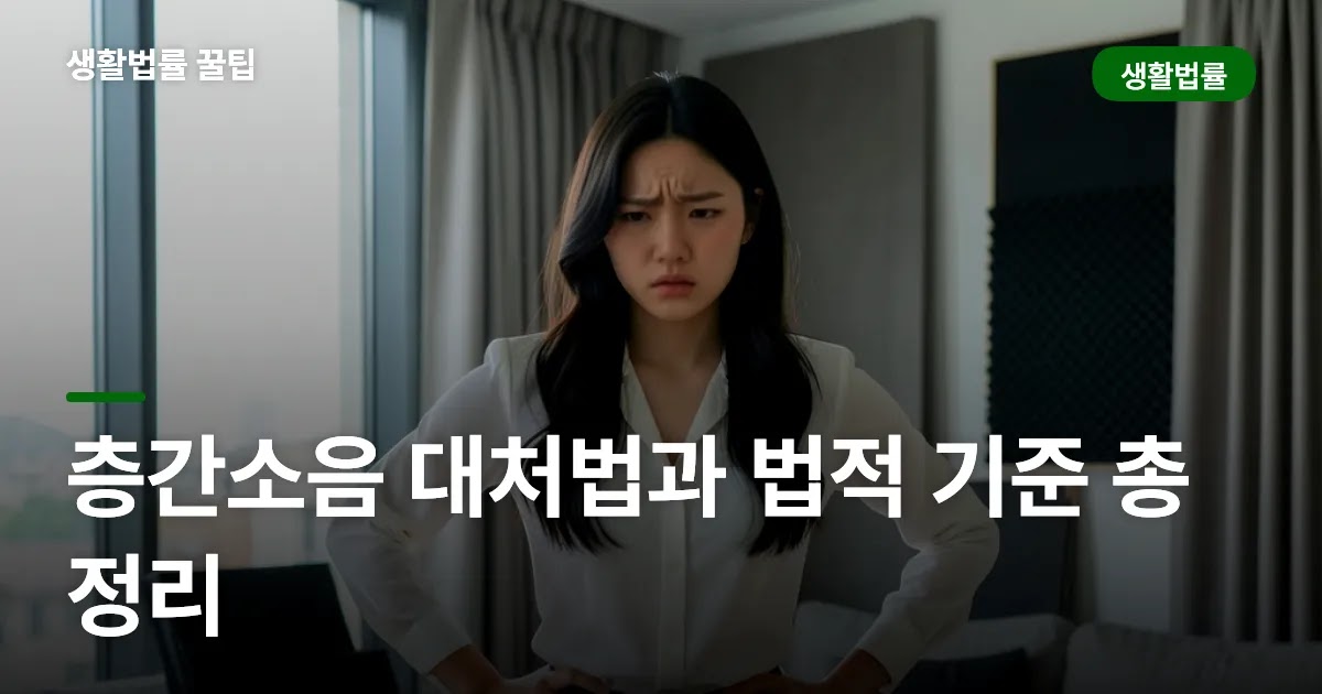 층간소음 대처법과 법적 기준 총정리